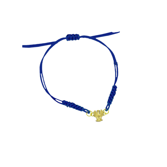 Bracciale in corda blu con aquila oro